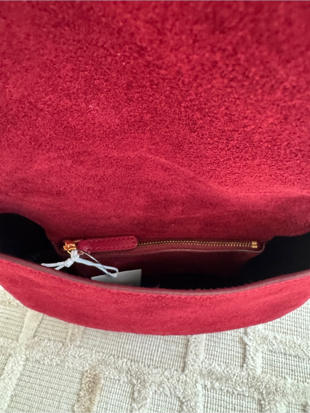 Madewell Burgundy Suede Saddle Shoulder Bag with Gold Accent - Picture 6 of 6